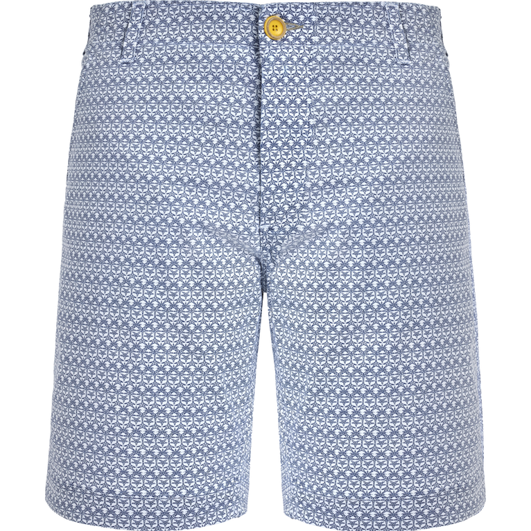 Men Cotton Bermuda Shorts Micro Starlettes - Ponche - White