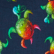 Men Bowling Shirt Linen Tortues Rainbow Multicolor - Vilebrequin x Kenny Scharf Navy 