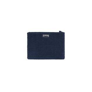 Bolsa de playa de tejido terry de color liso unisex Azul marino vista trasera