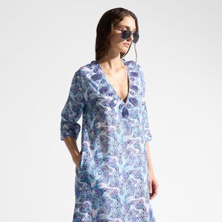 Women Silk Kaftan Isadora Fish White 正面图