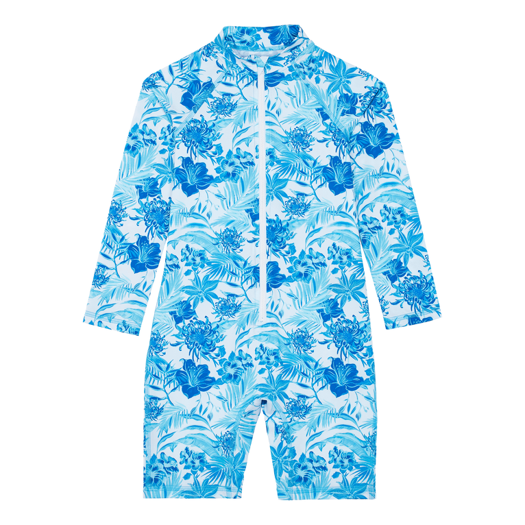 Kids One-piece Rashguard Tahiti Flowers - Guppy - White