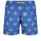 Men Swim Shorts Embroidered Starfish Dance - Limited Edition Purple blue back view