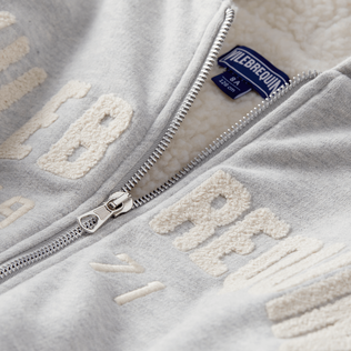 Kapuzenjacke mit gesticktem Logo für Kinder Graumeliert Details Ansicht 1