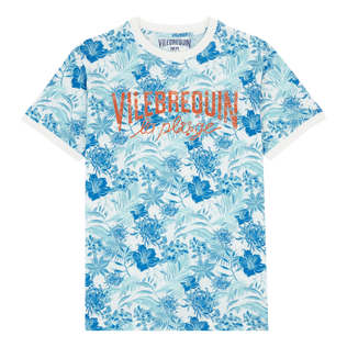 Camiseta de algodón con estampado Tahiti Flowers para hombre Blanco vista frontal