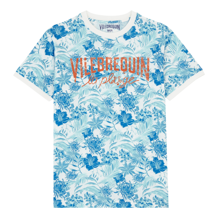 Men Cotton T-shirt Tahiti Flowers - Tee Shirt - Portisol - White - Size XXXL - Vilebrequin
