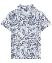 Boys Cotton Polo Shirt Octopussy White front view
