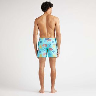 Maillot de bain homme Ronde des Tortues Tricot - Vilebrequin x Falke Bleu lazuli vue portée de dos
