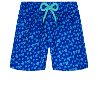 Maillot de bain garçon ultra-léger et pliable Micro Ronde Des Tortues Bleu de mer vue de face