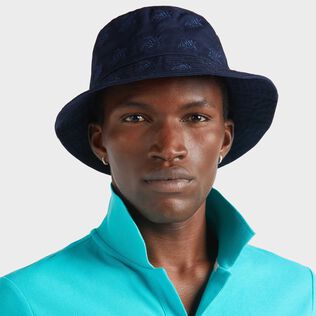 Embroidered Bucket Hat Turtles All Over Marineblau Details Ansicht 1
