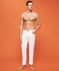 Pantalon 5 poches Velours homme coupe regular Off-white vue portée de face
