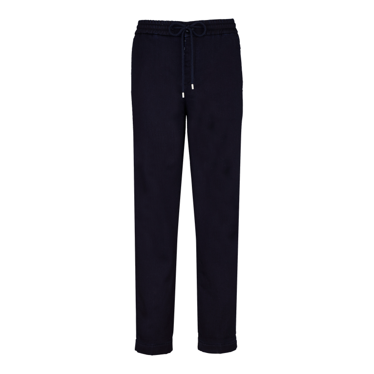 Pantaloni Jogger Uomo In Lana Effetto Denim - Jean - Clemence - Blu