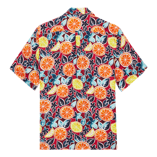 Chemise Bowling en lin homme Presse Citron Bourgogne vue de dos