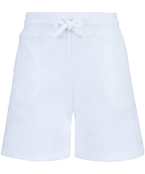 Boys Terry Bermuda Solid White front view