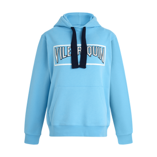 Men Cotton Hoodie Sweatshirt Solid Santorini front view