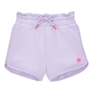 Pantalones cortos de algodón de color liso para niña Lila vista frontal