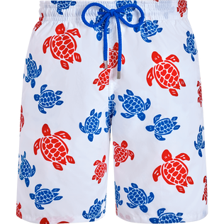 Bañador largo con estampado Tortues Multicolores para hombre Blanco vista frontal