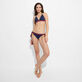 Haut de maillot de bain foulard femme uni - Vilebrequin x Ines de la Fressange Bleu marine vue portée de face