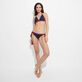 Women Halter Bikini Top Solid - Vilebrequin x Ines de la Fressange Navy front worn view