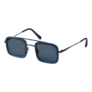 White Tulipwood Women and Men Sunglasses - VBQ x Shelter Navy back view
