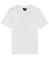 Camiseta de algodón orgánico de color liso para hombre Blanco tiza vista frontal