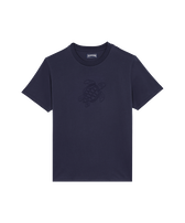Men Cotton T-shirt Embroidered tone on tone Turtle Navy front view