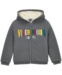 Boys Hooded Zip Sweatshirt Multicolor Vilebrequin Heather anthracite front view
