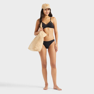 Solid Midi-Bikinihose für Damen Schwarz Details Ansicht 1