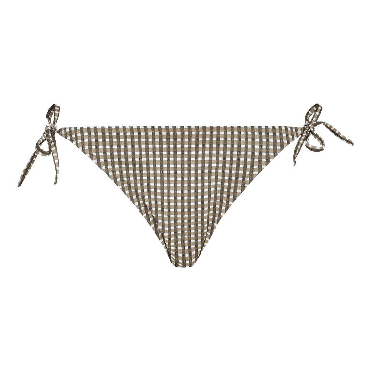 Women Bikini Bottom Mini Brief To Be Tied Pocket Checks - Fou - Green - Size M - Vilebrequin
