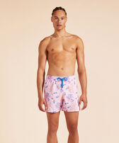 Men Swim Trunks Embroidered Medusa Flowers - Limited Edition Marshmallow front worn view