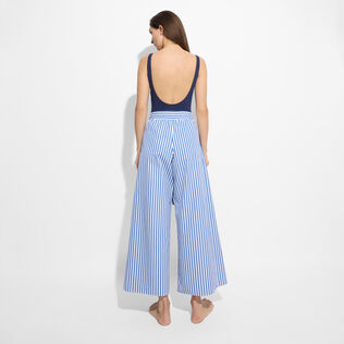 Women Organic Cotton Pants Striped - Vilebrequin x Ines de la Fressange Palace back worn view