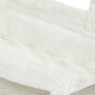 Bolso de playa de algodón unisex con estampado Broderies Anglaises Off white detalles vista 4