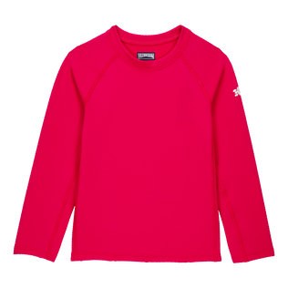 Kids Rashguard Textured Solid Fuchsia front view
