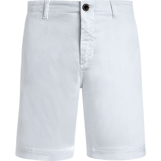 Men Tencel Bermuda Shorts Solid White front view