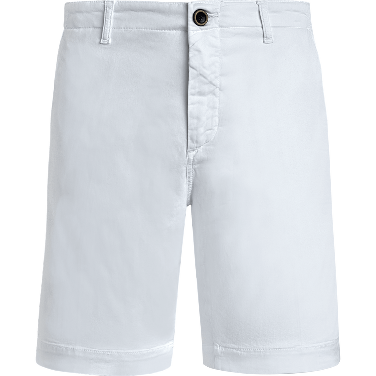 Men Tencel Cotton Bermuda Shorts Solid - Ponche - White