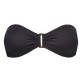 Top de bikini de corte bandeau y color liso para mujer Negro vista frontal