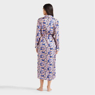 Women Long Silk Shirt Dress Blush back worn view