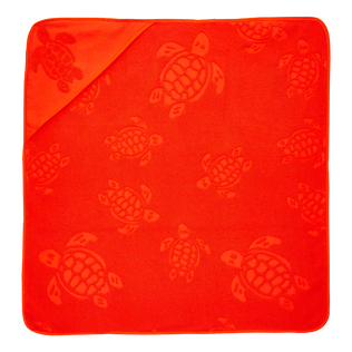 Baby Beach Towel Turtle Jacquard Solid Poppy red front view