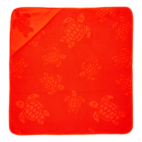 Baby Beach Towel Turtle Jacquard Solid Poppy red front view