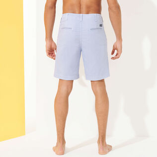 Men Cotton printed Bermuda Shorts Micro Flower White back worn view