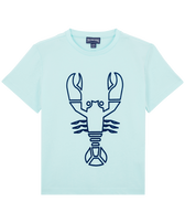 T-shirt bambino in cotone biologico con stampa Lobster floccata Thalassa vista frontale