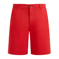 Men Tencel Satin Bermuda Shorts Solid Poppy red front view