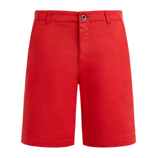 Men Tencel Satin Bermuda Shorts Solid Poppy red front view