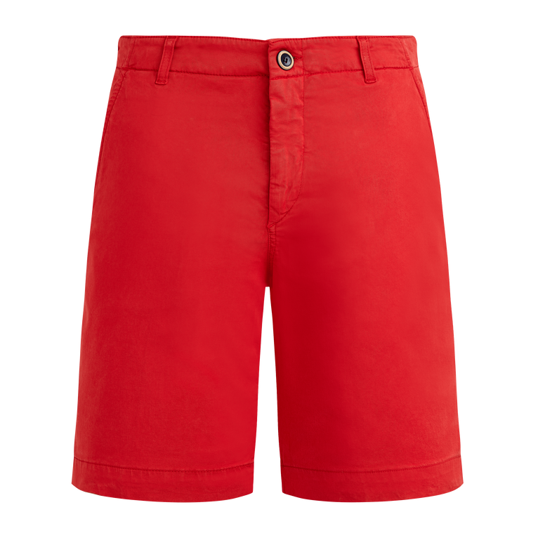 Men Tencel Satin Bermuda Shorts Solid - Ponche - Red