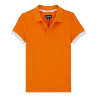 Polo en coton organique garçon uni Carotte vue de face