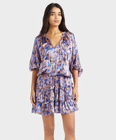Robe en viscose et soie femme Disco Butterfly Blush vue portée de face