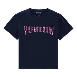 Boys Cotton T-Shirt Hypno Shell Navy front view