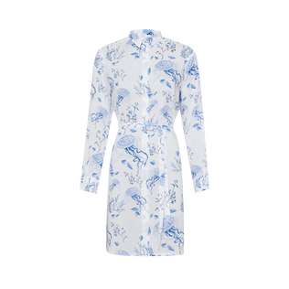 Women Viscose Shirt Dress Medusa and Shells White 正面图