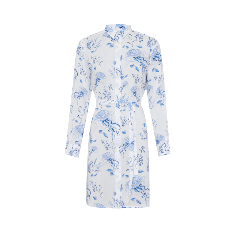 Vilebrequin Women Viscose Shirt Dress Medusa And Shells - Florence - White - Size L