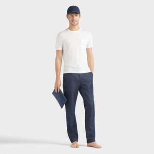 男士棉质真丝松紧裤腰长裤 Dark denim w1 细节视图1