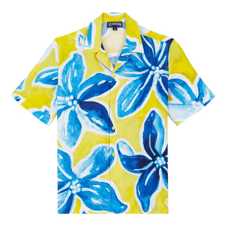 Camisa De Bolos Con Estampado Raiatea Para Hombre - Camisa - Chelly - Amarillo
